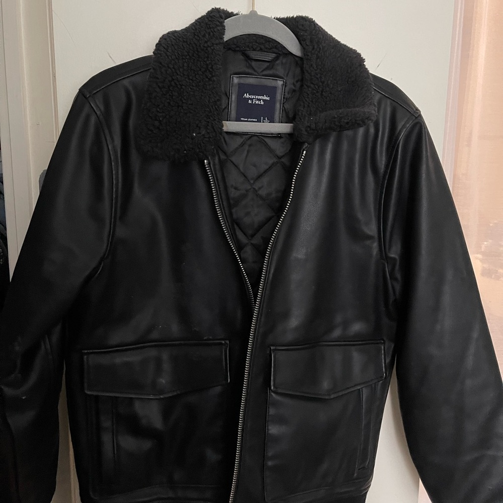 Black Bomber Jacket with Sherpa Collar